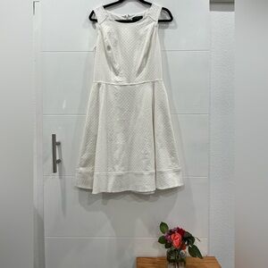 White House Black Market Ivory Textured Fit & Flare Dress